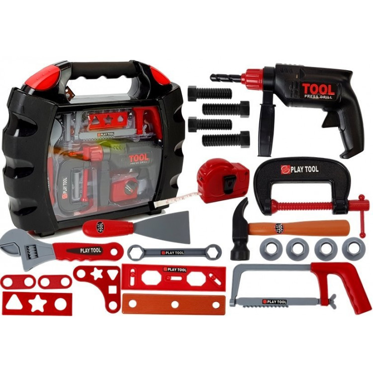 Súprava náradia pre domácich majstrov v červeno-čiernom kufri